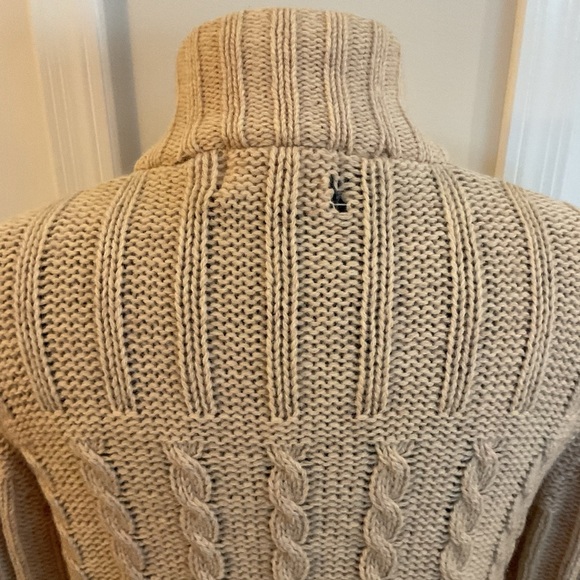 🩷 VTG Leroy Knitwear Womens Cardigan Sweater Tan Open Front Long Sleeve Sz M - Picture 8 of 9